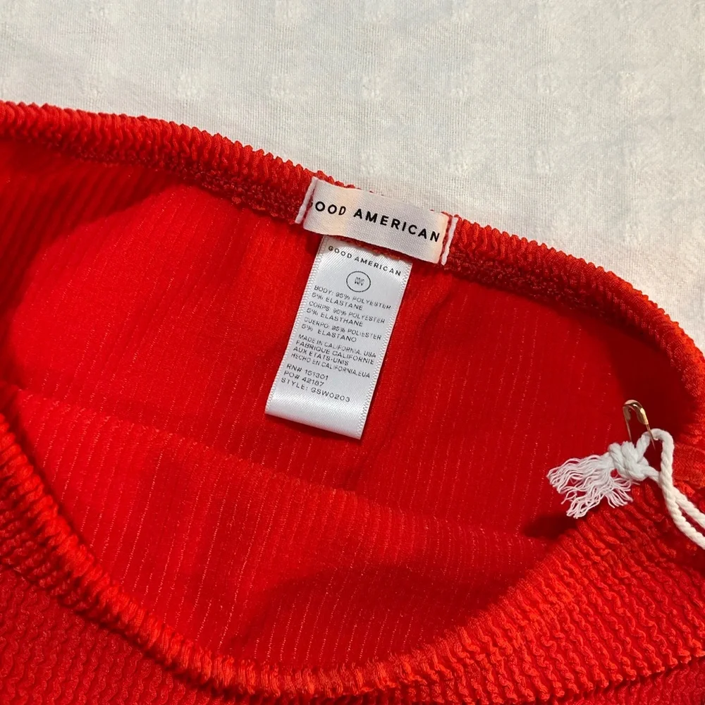 NEW! Good American Always Fits Bright Poppy Stretchy Textured Mini Skirt Size 0